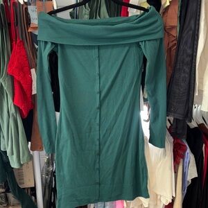 Off-Shoulder Green Dress